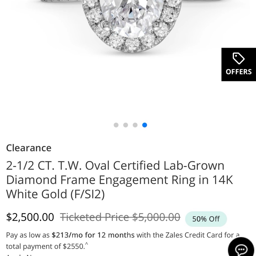 Elegant White Gold Diamond Ring Lab Created